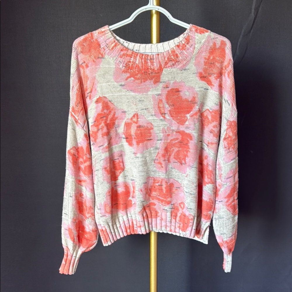 NIC+ZOE Coral and Cream Knit Top